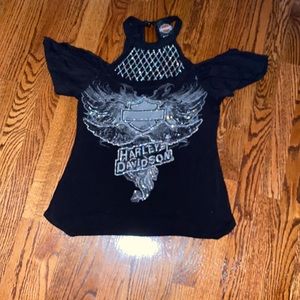 Harley Davidson Off The Shoulder T-Shirt